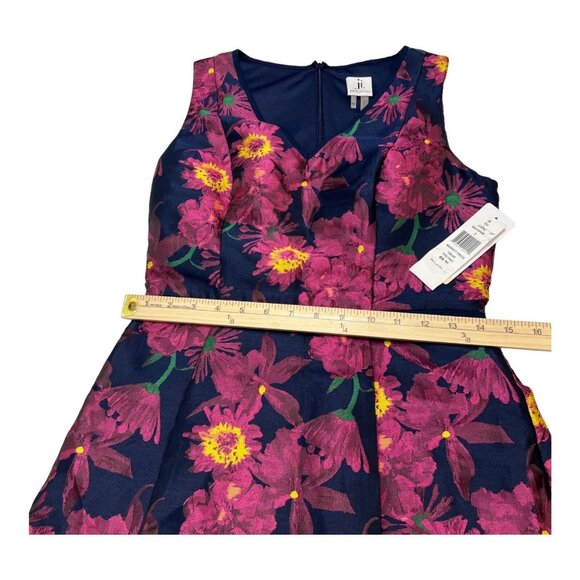 Julia Jordan Dress Women 2 Blue Multi Floral Jacquard A Line Sleeveless Cocktail - Picture 6 of 10